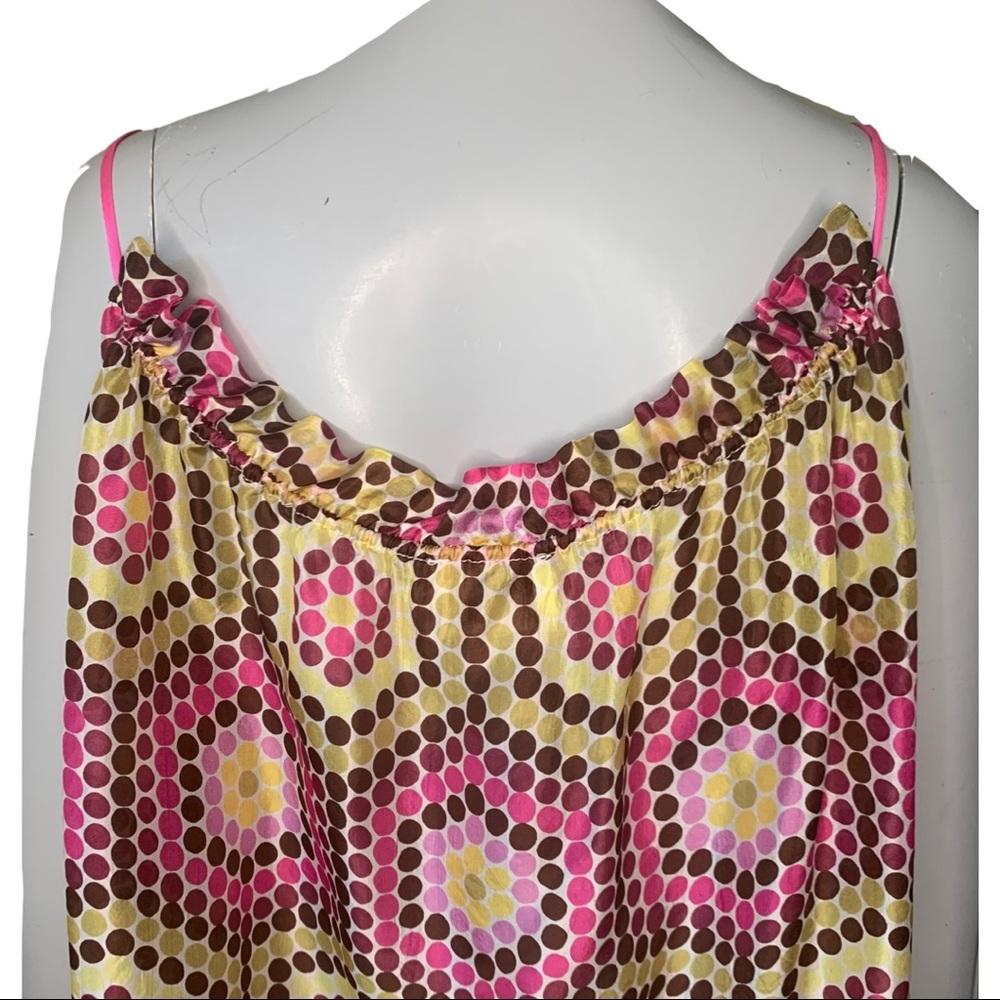 MILLY Vintage Silk Abstract Print Spaghetti Strap Drawstring Top Camisole - Picture 7 of 13